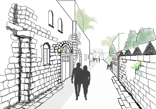 הדמיה תוכנית אב עיר עתיקה רמלה, קרדיט להדמיה: ״כהן-וינד ושות׳ אדריכלות ותכנון ערים״