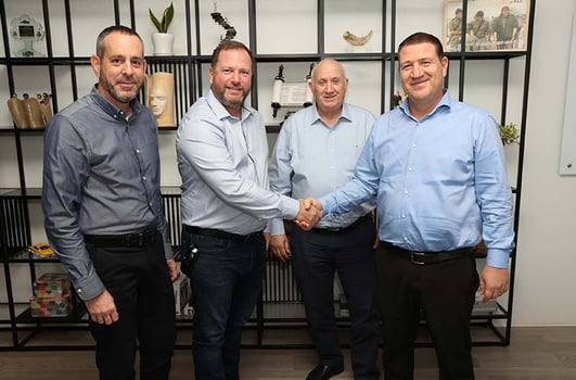 אורי וטרמן מנכ״ל קבוצת שופרסל, איציק אברכהן יו״ר קבוצת שופרסל, עמית זאב, רועי פרייבך מנכ״ל חברות הבנות שופרסל, צילום: יח״צ שופרסל