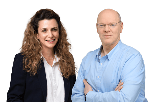 מימין: יגאל וידאל, המשנה למנכ״ל וראש חטיבת התפעול במכבי שירותי בריאות, צילום: עופר חג׳יוב | מיכל גור-כגן, מנהלת חטיבת חא״ט ובריאות במגדל ביטוח ופיננסים, צילום: ניקולה וסטהפל
