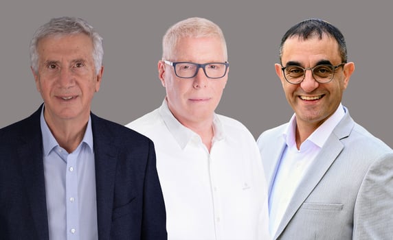 מימין: ארז יובל, מנכ״ל ניופאן פתרונות אקלים, צילום: מאיר ויזנפלד | רונן גינזבורג, מנכ״ל דניה סיבוס, צילום: ענבל מרמי | צביקה גיור, יושב ראש ניופאן, צולם: יולי כהן