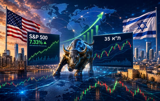 מבט על תא 35 ומדד המניות האמריקאי S&P500 / קרדיט: אילוסטרציה – AI
