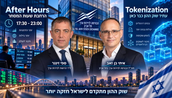 מימין: איתי בן זאב, מנכ״ל הבורסה לני״ע, צילום ניקי וסטהפל / ספי זינגר, יו״ר רשות ניירות ערך, צילום: אביגיל פיפרנו-באר / קרדיט: אילוסטרציה – AI