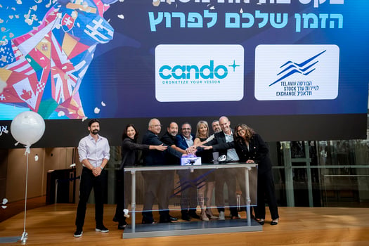 מייסדי וחברי הנהלת קאנדו דרונס, רמי לוי בעל עניין בקאנדו דרונס, ותום אלחדיף, מנהל פיתוח השווקים בבורסה לני״ע, צילום: כפיר זיו