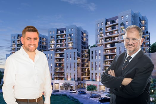 מימין: שרון תוסיה כהן, מייסד ומנכ״ל חברת רנט איט, צילום: יניב כהן / אבישי מאירוביץ׳, סמנכ״ל פיתוח עסקי בית ירושלמי צילום: מיכל קושרוב / הדמיית פרויקט בית ירושלמי רנט איט, קרדיט: רן צרפתי